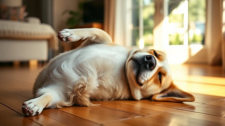 dog sleeping on back